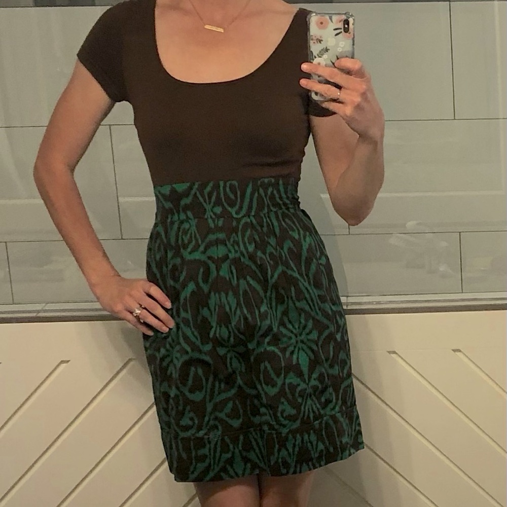 Brown & Green Patterned Dress
